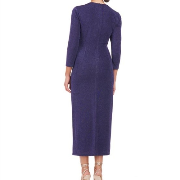 JS Collections Women's Purple Violeta Metallic Gathered Cocktail Midi Dress - Picture 2 of 15